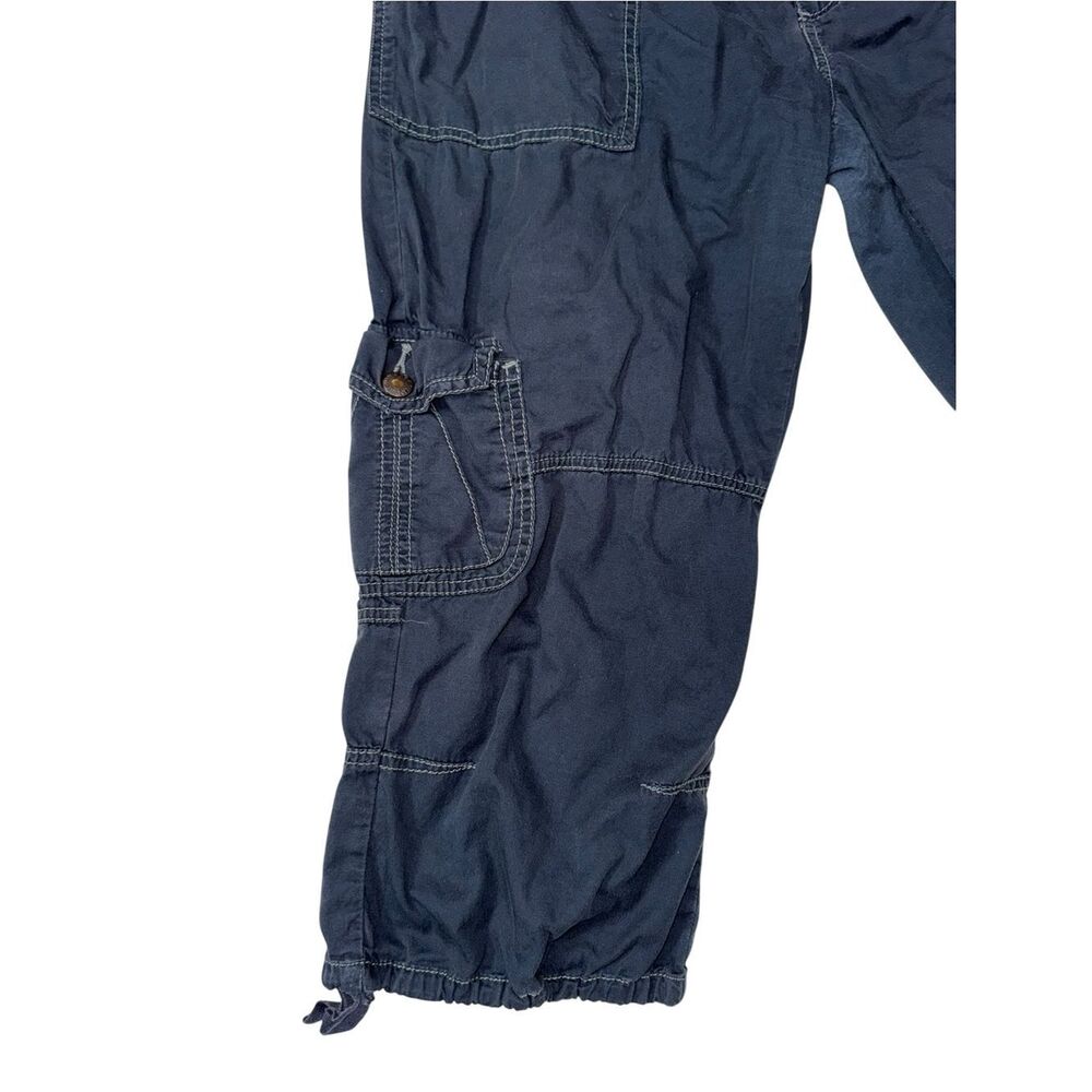 UNIONBAY Solid Navy Blue Cropped Capri Cargo Pants Pockets Drawstring - Picture 12 of 15